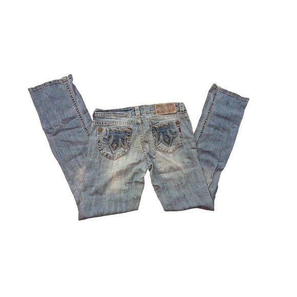 Mek Dnm Women's Blue Adjustable Waist Straight Leg Denim Jeans Size 28/34 - Picture 2 of 5